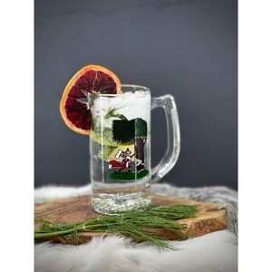 4‎ Fox Lumberjack glass Beer Mugs gold trim forest fox with axe forest woodsman
